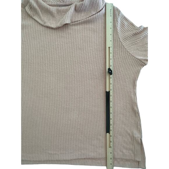 Chicos Zenergy Ribbed Sweater Size 3 or 16/18 XL Light Pink Cowl Neck Side Slits - Picture 8 of 9